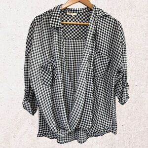 Mystree Black and White Button Down Shirt